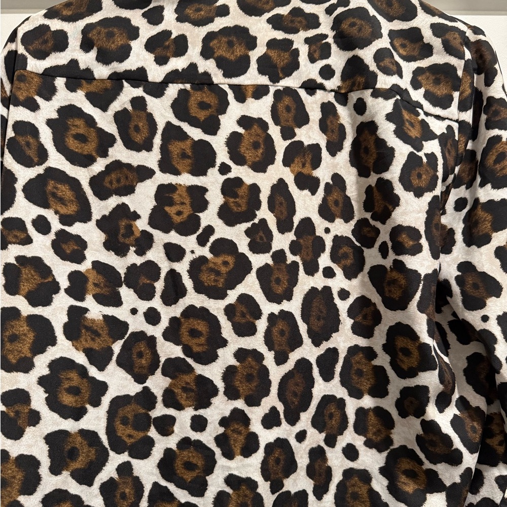 Leopard Print Button-Up Blouse - image 5